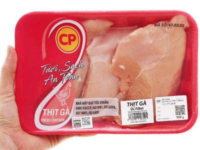 1/7 Ức gà tươi phi lê C.P khay 500g