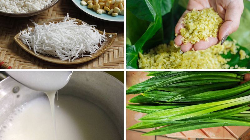 Nguyên liệu làm bánh trung thu gạo đỏ nhân cốm xào