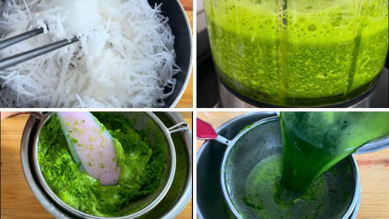 Sên dừa và lọc lấy cốt lá dứa